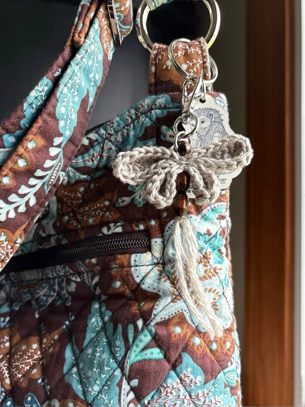 Crochet Boho Beaded Dragonfly Bag Charm / Keychain ~ Handmade Item